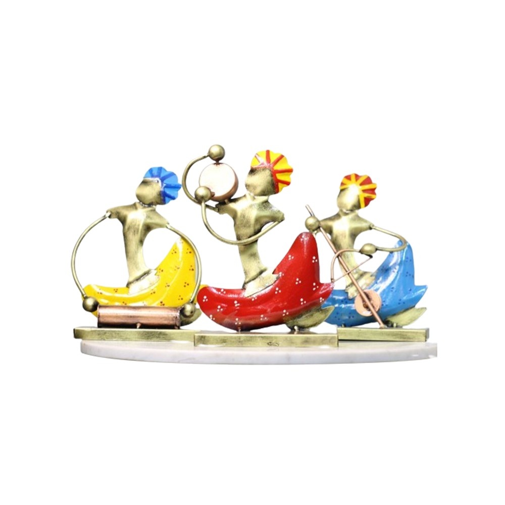 Iron Painted Musical Sitting Man – Handcrafted Metal Showpiece   3x8x6 inches